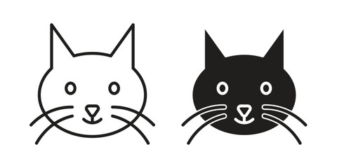 Cat icon in minimal flat, stroke style. suitable for graphic designs