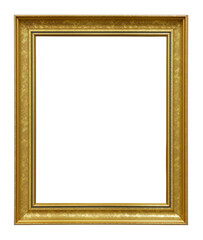 Old style vintage golden frame isolated on a white background