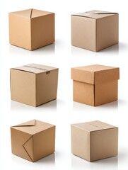 collection of various cardboard boxes on white background each one is shot separately no logos no brands ar 34