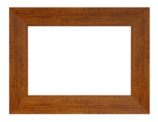 Vintage wooden brown frame isolated on a white background