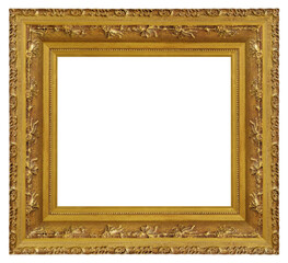 Old style vintage golden frame isolated on a white background