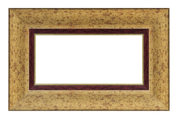 Old style vintage golden frame isolated on a white background