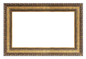 Old style vintage golden frame isolated on a white background