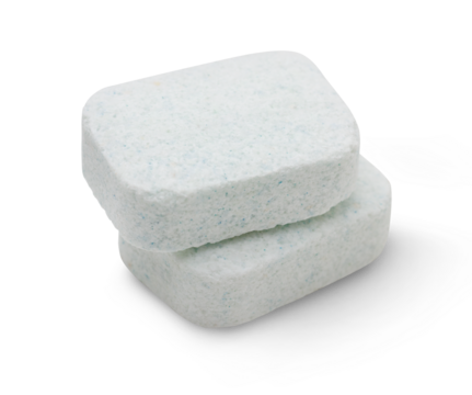A pair of dishwasher tablets isolated on transparent background