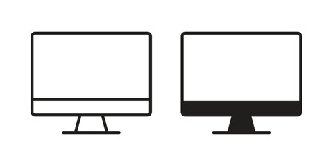 Computer icon in minimal flat, stroke style. suitable for graphic designs