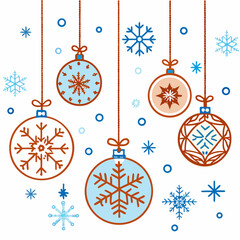 Christmas balls with snowflakes