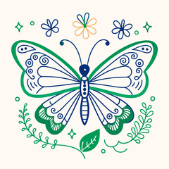 Art of a beautiful butterfly with floral decoration