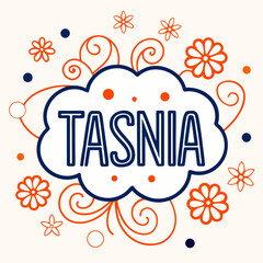 'Tasnia' name logo in a cloud with flowers 
