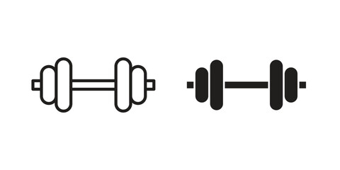Dumbbell icon in minimal flat, stroke style. suitable for graphic designs