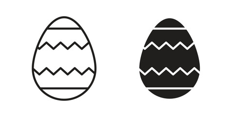 Easter egg icon in minimal flat, stroke style. suitable for graphic designs