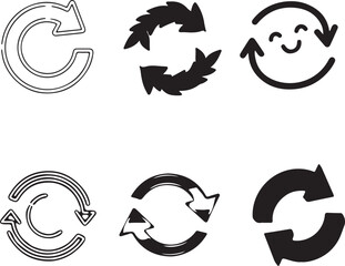 Obraz premium Refresh and Reload Icons Set – Circular Arrow Symbols for Update, Synchronization, and Recycle Concepts
