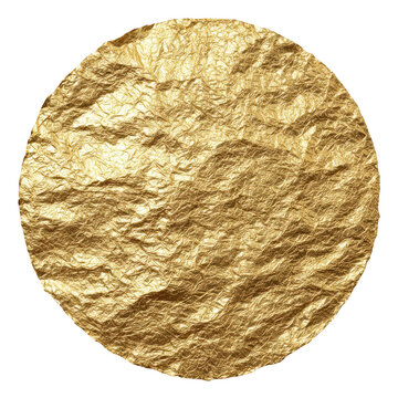 a crumpled gold leaf circle on black background