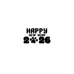 Set of Happy New Year 2026 logo design template with numbers and typography. Elegant minimalist vector illustration for branding, calendar, invitation, greeting card, banner, poster