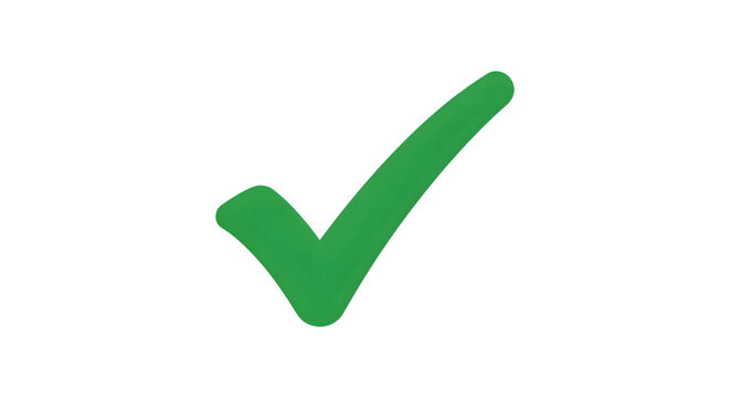 Hand-drawn green checkmark symbol for approval, success, completion