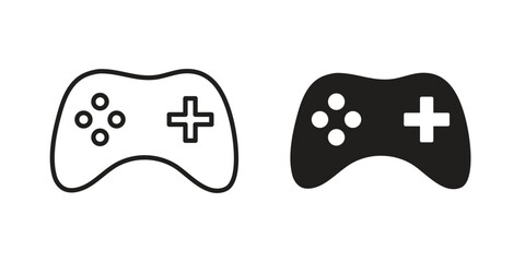 Game controller icon in minimal flat, stroke style. suitable for graphic designs © Warpiya