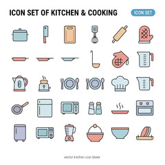 “Icon Set of Kitchen & Cooking – 20 Colorful Vector Glyph Icons for Culinary Tools, Appliances, and Cooking Essentials”