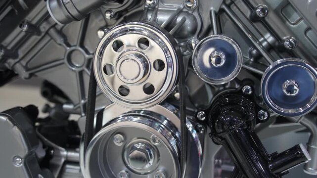 timing belt with rollers on the car engine 