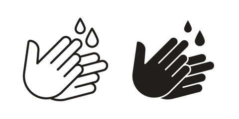 Handwashing icon in minimal flat, stroke style. suitable for graphic designs