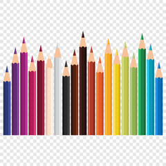 Set of colored pencils of different colors
