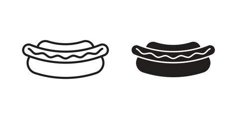 Hot dog icon in minimal flat, stroke style. suitable for graphic designs