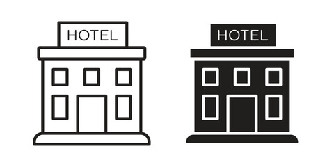 hotel icon in minimal flat, stroke style. suitable for graphic designs