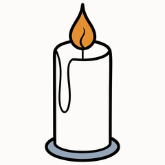 Classic candle with dripping wax isolated on