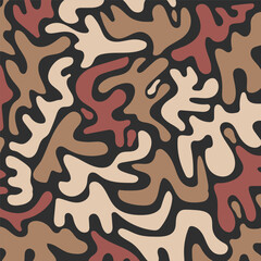 Abstract Seamless Earth Tone Wavy Pattern Background Decoration Design