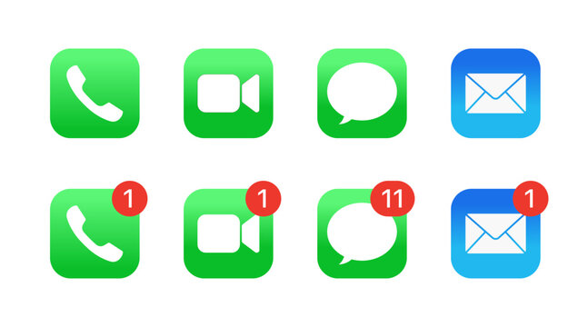 Istanbul, Turkey - November 30, 2025: iPhone iOS calling icon set. Streaming icon set. Video call buttons set. Collection of internet conversation buttons. Set of communication elements icon