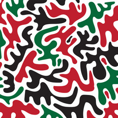 Bold Colorful Abstract Blobs Seamless Repeating Pattern on White Background