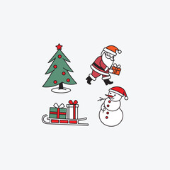 christmas tree with snowman and gifts