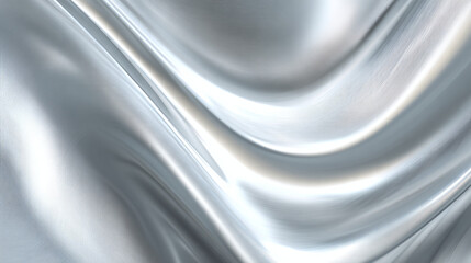 Fototapeta premium Abstract fluid silver fabric with elegant waves and a metallic texture