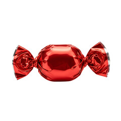 Red shiny foil wrapped candy isolated isolated on transparent background