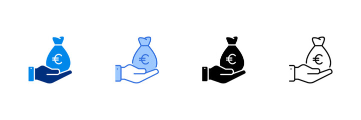 Money Icon Set With Euro Currencies