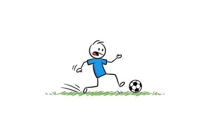 Stick Figure Playing Soccer - A Simple and Energetic Illustration.