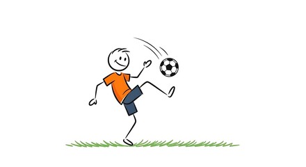 Stick Figure Playing Soccer - A Simple and Fun Illustration.