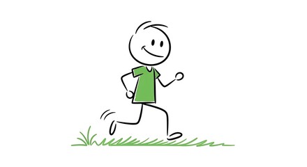 Stick Figure Running - A Simple Illustration of Movement and Joy.
