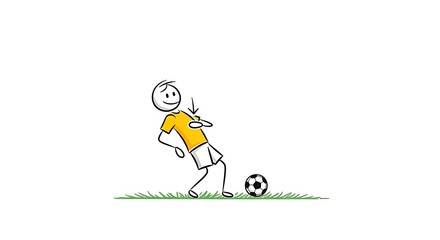 Stick Figure Soccer Player Controlling Ball with Chest.