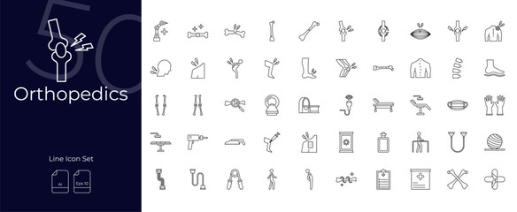 Orthopedics Line Editable Icons set
