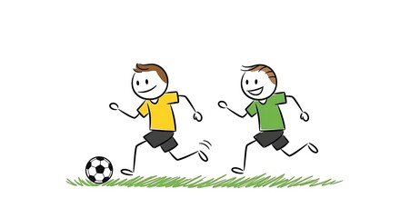 Stick Figure Soccer Players in Action - A Fun Illustration.
