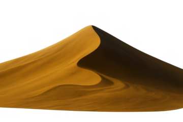Arid desert environment featuring a golden wind-sculpted sand dune on a transparent background, showcasing dryness and nature's forms