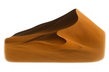 Desert sand dune with natural patterns and shadows, reflecting arid landscape environment, transparent background