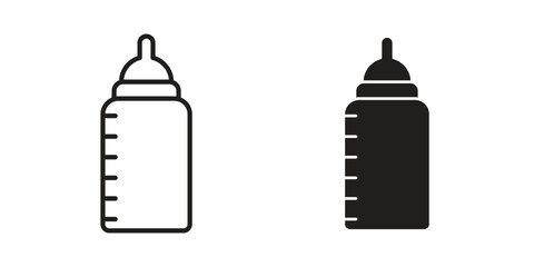 Milk bottle icon in minimal flat, stroke style. suitable for graphic designs