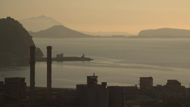 Sunset in naples, napoli southern italy to Bagnoli
