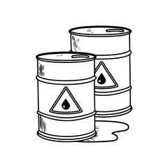 Two hazardous waste barrels with a spill isolated on white background
