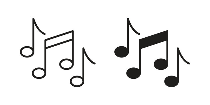 Music note icon in minimal flat, stroke style. suitable for graphic designs