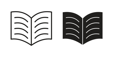open book icon in minimal flat, stroke style. suitable for graphic designs