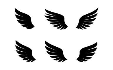 Obraz premium Set of black wings in silhouette style