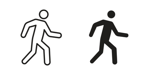 Pedestrian icon in minimal flat, stroke style. suitable for graphic designs