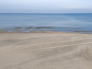 Obraz premium Plaża, nadmorski krajobraz widziany z drona. Polska.