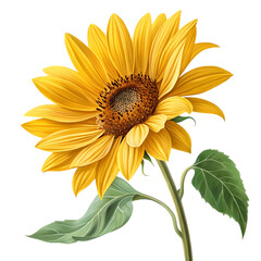 Naklejka premium sunflower isolated on white Vibrant Tilted Sunflower Head